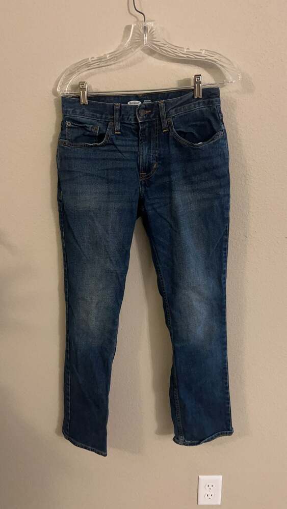 Old Navy Men's Mid Rise Straight Leg Dark Wash Blue Denim Jeans 28x30
